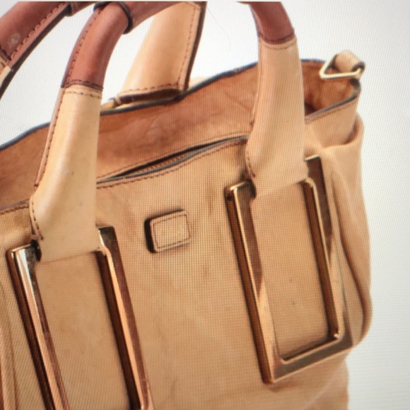 #0160 Chloe’ Mini Ethel Satchel in Tan Textured Leather and Attachable Strap - Picture 3 of 16